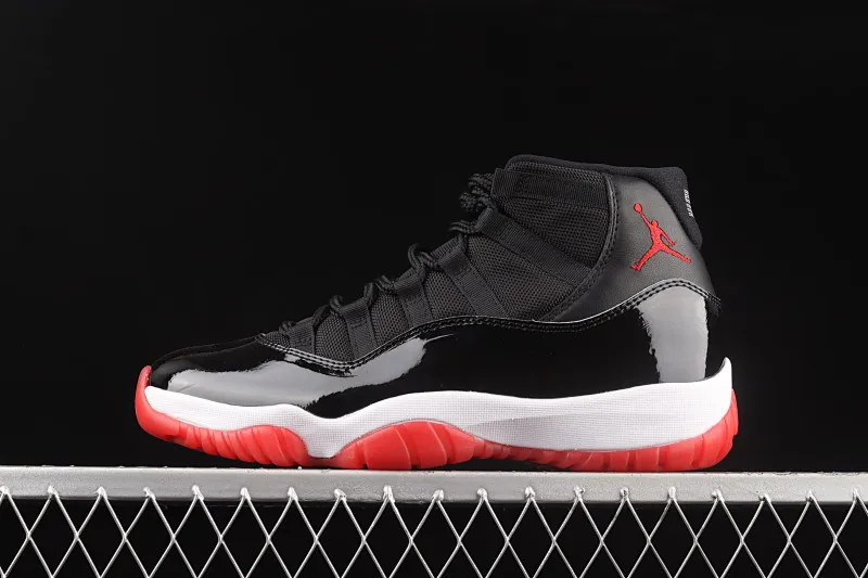 All categories Air Jordan Jordan series basketball shoes Air Jordan 11 F version Air Jordan 11 "Bred" AJ11 Joe 11 patent leather black and red first year replica high-top basketball shoes 378037-061